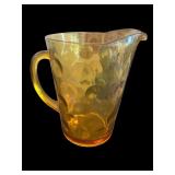 Vintage Amber Glass Pitcher with Bubble Pattern