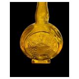 Set of 3 Amber Glass Decanters with Crystal Stoppers