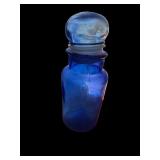 Cobalt Blue Pressed Glass Pitcher, Apothecary Jar, and Art Glass Sphere Set