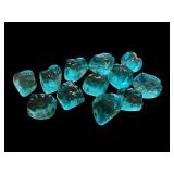 Blue Glass Decanter Set with Stopper and Decorative Glass Stones