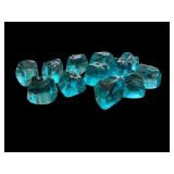 Blue Glass Decanter Set with Stopper and Decorative Glass Stones