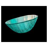 Aqua Blue Vintage Glass Bowl and Bottle Set