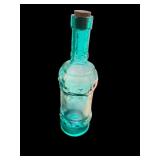 Aqua Blue Vintage Glass Bowl and Bottle Set