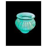 Aqua Blue Vintage Glass Bowl and Bottle Set