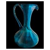 Vintage Blue Art Glass Pitcher