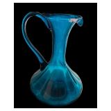 Vintage Blue Art Glass Pitcher