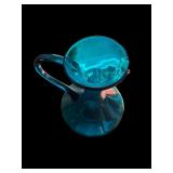 Vintage Blue Art Glass Pitcher
