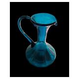 Vintage Blue Art Glass Pitcher
