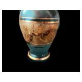 Vintage Blue and Gold Art Glass Decanter with Stopper