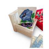 Set of Handcrafted Needlepoint Coasters and Holders