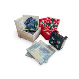 Set of Handcrafted Needlepoint Coasters and Holders