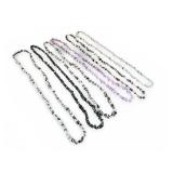 Lot of 6 Stone Chip Bead Necklaces, Mixed Colors