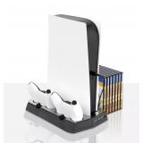 Wasserstein 3-in-1 Playstation 5 Vertical Cooling Stand with DualSense Controller Charging Station, Cooling Fan, and Video Games Storage