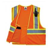 NEW GloWear 8229Z Two-Tone Hi-Vis Safety Vest - Type R, Class 2, Zipper, Economy - ORANGE L/XL