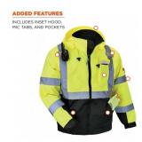 NEW Ergodyne GloWear 8377 Hi-Vis Winter Bomber Jacket - Type R, Class 3 LIME - XL
