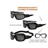 NEW 2 Pack of Ergodyne Skullerz LOKI Convertible Safety Spoggles w/ Strap -Black-AF Smoke Lens NEW 2 Pack of Ergodyne Skullerz LOKI Convertible Safety Spoggles w/ Strap -Black-AF Smoke Lens