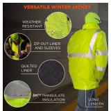 NEW Ergodyne GloWear 8385 4-in-1 Hi-Vis Winter Jacket Parka - Type R, Class 3/2 - LIME - XL