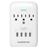 Monster Wall Tap Plug 3-Outlet 4 USB Ports Extender with Outlet Surge Protector - WHITE Monster Wall Tap Plug 3-Outlet 4 USB Ports Extender with Outlet Surge Protector - WHITE