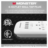Monster Wall Tap Plug 3-Outlet 4 USB Ports Extender with Outlet Surge Protector - WHITE Monster Wall Tap Plug 3-Outlet 4 USB Ports Extender with Outlet Surge Protector - WHITE