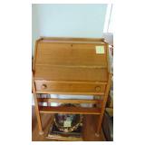 Antique Solid Oak Writing Desk with Key, 28" x 41.5" x 16"