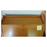 Antique Solid Oak Writing Desk with Key, 28" x 41.5" x 16"