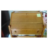 Antique Solid Oak Writing Desk with Key, 28" x 41.5" x 16"