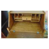 Antique Solid Oak Writing Desk with Key, 28" x 41.5" x 16"