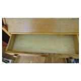 Antique Solid Oak Writing Desk with Key, 28" x 41.5" x 16"