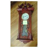 Newer Fancy Carved Wall Clock, 33" Tall