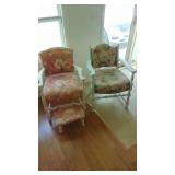 2- Vintage Painted Chairs and Footstool