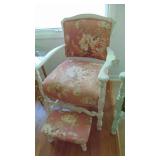 2- Vintage Painted Chairs and Footstool