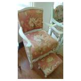 2- Vintage Painted Chairs and Footstool
