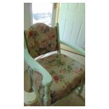2- Vintage Painted Chairs and Footstool