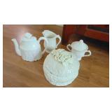 Cream Teapot, Sugar & Creamer and Covered Box