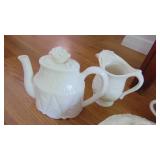 Cream Teapot, Sugar & Creamer and Covered Box