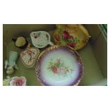 2 Boxes of Assorted Cups & Saucers and Other China Decor