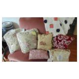 4-Pillows, 2 Tablecloths and Afghan