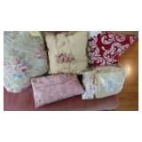 4-Pillows, 2 Tablecloths and Afghan