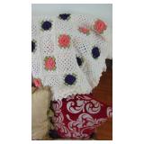 4-Pillows, 2 Tablecloths and Afghan