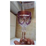 3 Sets of Stemware, Set of 6 Purple and Clear, Set of 4 Dark Purple and Clear, Set of 4 Lighter Blue and Etched