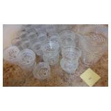 29Pcs of Pressed Glasses, Sherberts and Pitcher
