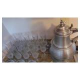 15- Crystal Champagne Flutes and Urn Sharped Ice Bucket