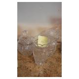 Crystal Pitcher, Vase and Covered Candy