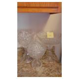 2- Large Crystal Compote, 1 Footed Candy Dish