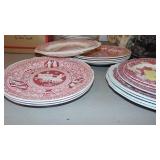Different Redware Plates Newer and 2- Spode Gravy with One Underplate