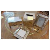 4- Pcs of Mirrored and Etched Decor