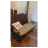 Rattan Porch Glider with Cushions and Pillows