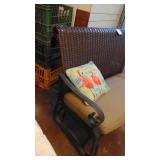 Rattan Porch Glider with Cushions and Pillows