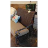 Rattan Porch Glider with Cushions and Pillows