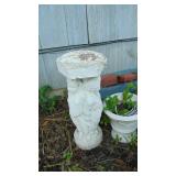 3 Planters, 2- Ceramic, 1- Cement and Cupid Base